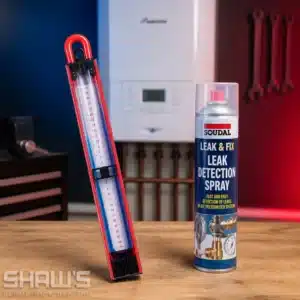 Gas U gauge and leak detection spray can